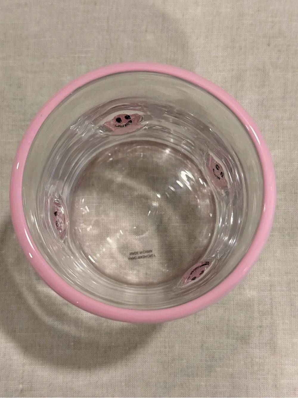 Clear Glass Halloween Tumbler with Pink Smiley Ghost Accents
